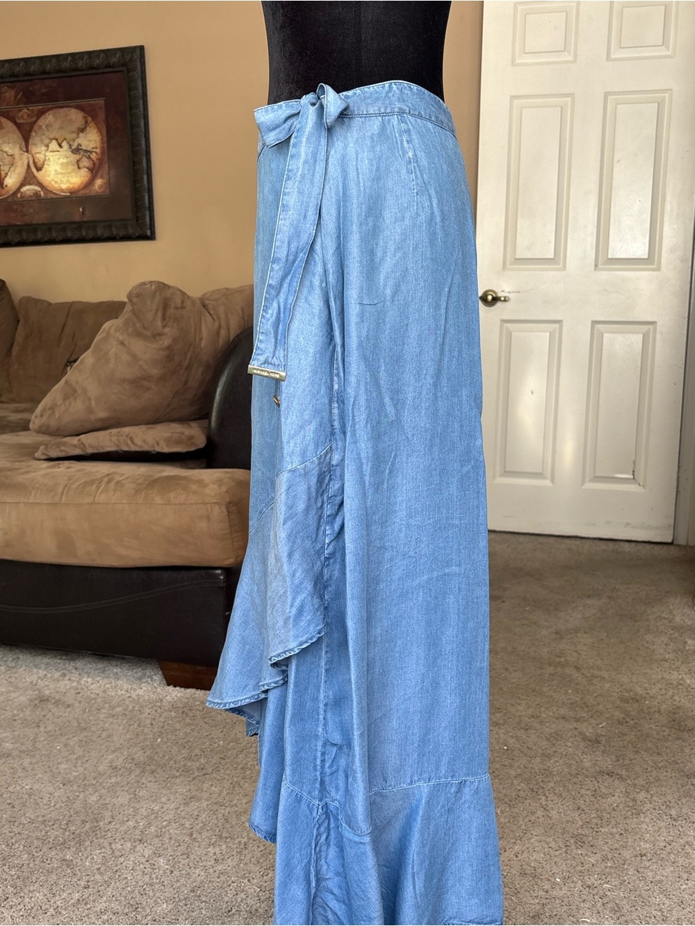 Michael Kors Light Blue Women's Wrap Midi Skirt size medium - Picture 6 of 9